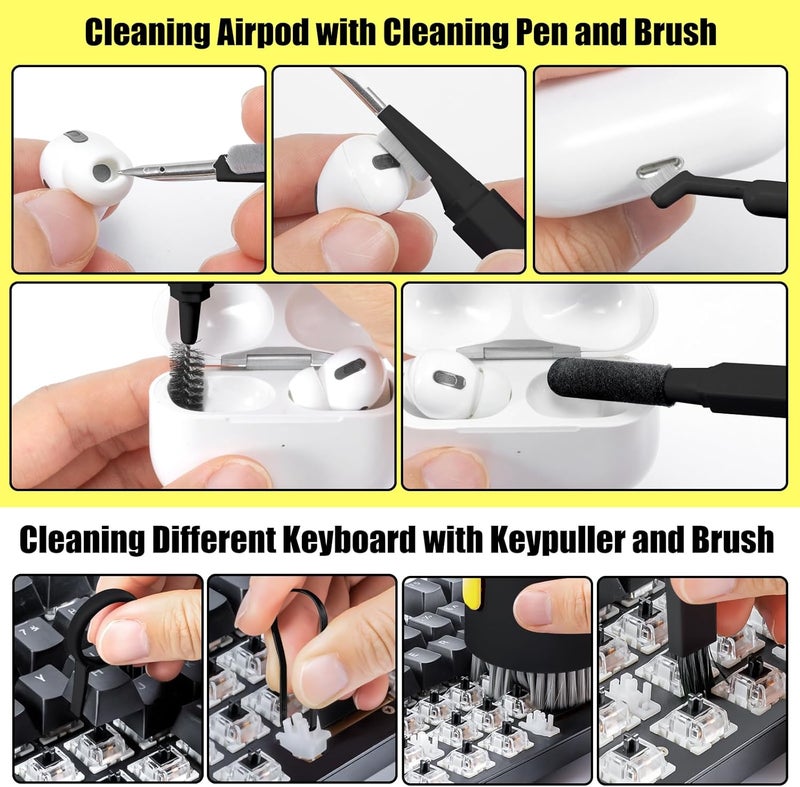 walrfid Laptop Phone Screen Cleaner Kit, Computer Keyboard Brush Cleaning Spray for iPhone AirPods MacBook iPad, 20-in-1 Electronic Device Clean Tool for Camera Earbud Car Screens (Black) - Image 3